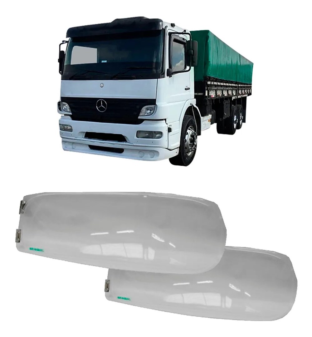 Par Protetor Farol Caminhão Mercedez-Benz Atego de 2007 até 2012 - Cristal Par Protetor Farol Caminhão Mercedez-Benz Atego de 2007 até 2012 - Cristal
