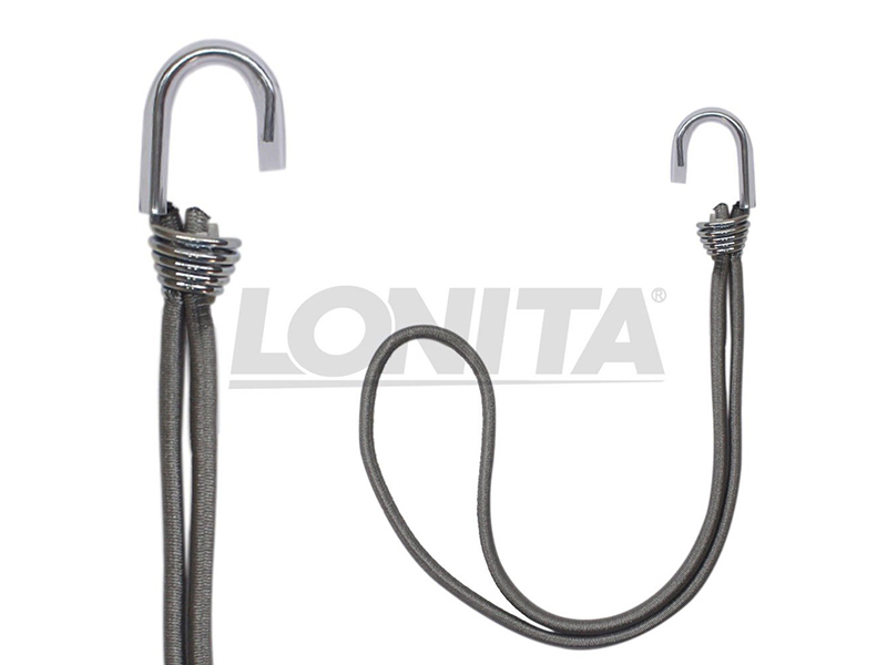 Kit 50 Elastico De Lona Caminhao Cinza Gancho Metal 35cm