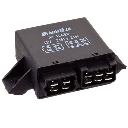Rele de pisca com Negativo no Soquete - 10 Terminais (3+3) - 21 Watts - 12 Volts Rele de pisca com Negativo no Soquete - 10 Terminais (3+3) - 21 Watts - 12 Volts