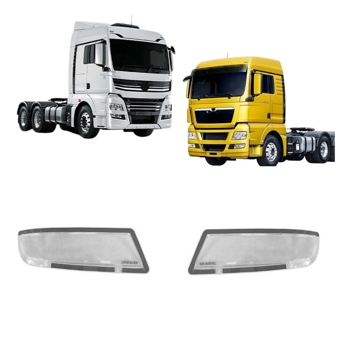 Par Protetor Farol Milha Caminhão Volkswagen, MAN TGX - Cristal