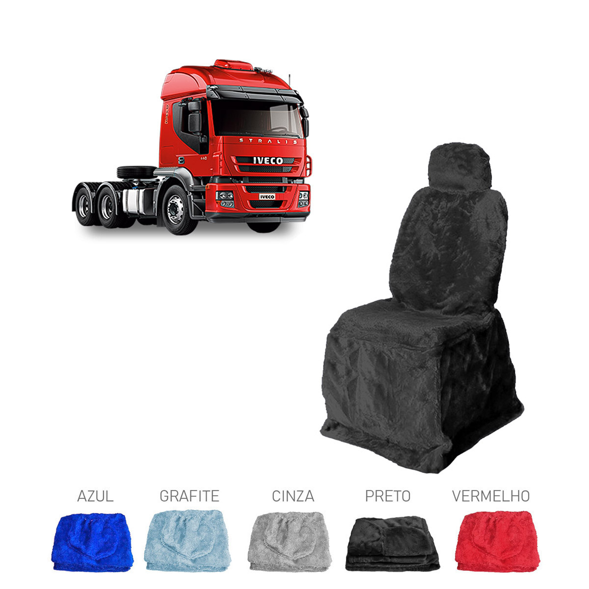 Capa Banco Caminhão Iveco Strallis Após 2008 Longa Preta Lado Direito Capa Banco Caminhão Iveco Strallis Após 2008 Longa Preta Lado Direito