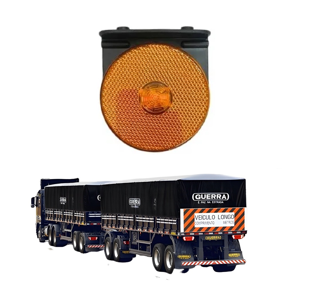 Lanterna Lateral Carreta Randon LED (85mm) Com Suporte - Amarela - 210102016