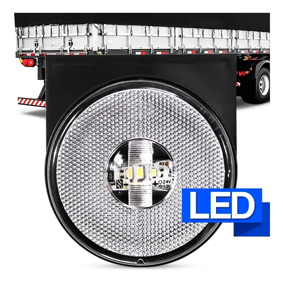 Lanterna Lateral Carreta Randon LED (85mm) Com Suporte - Cristal - 210102016