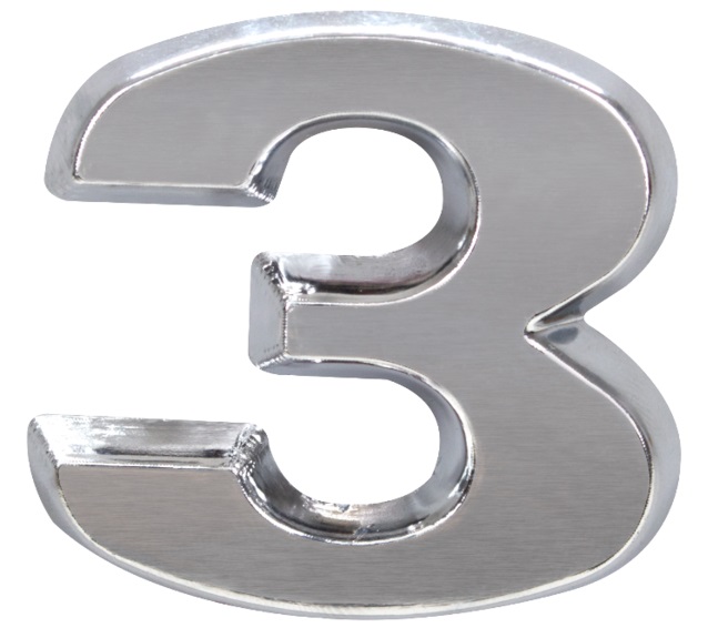 Emblema Numerico Caminhão Volkswagen Constellation  Numero 3 Cromado