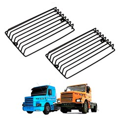 Par Grade Protetora Farol Principal Caminhão Scania 112, 113, Volvo  XH, N10 - Cromada Par Grade Protetora Farol Principal Caminhão Scania 112, 113, Volvo  XH, N10 - Cromada