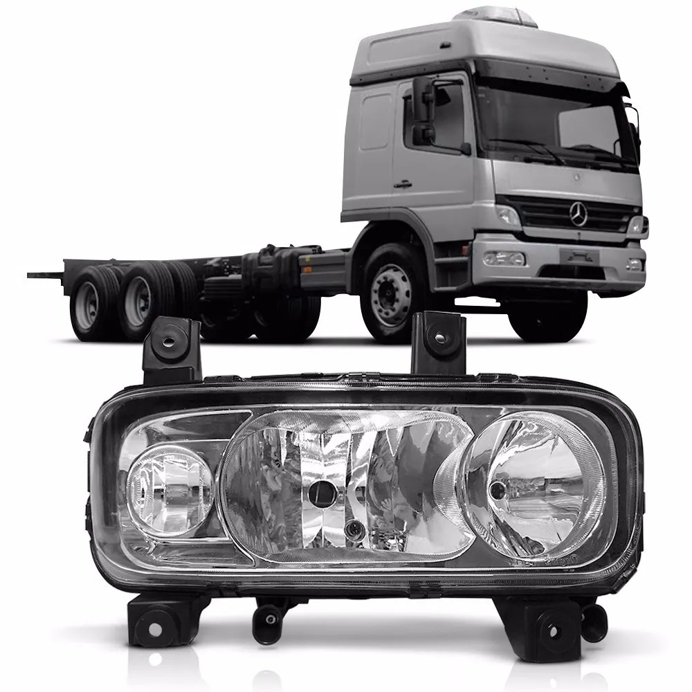 Farol Caminhão Mercedes-Benz Atego Após 2010 (Lente Lisa) Lado Esquerdo - 9738202261 Farol Caminhão Mercedes-Benz Atego Após 2010 (Lente Lisa) Lado Esquerdo - 9738202261
