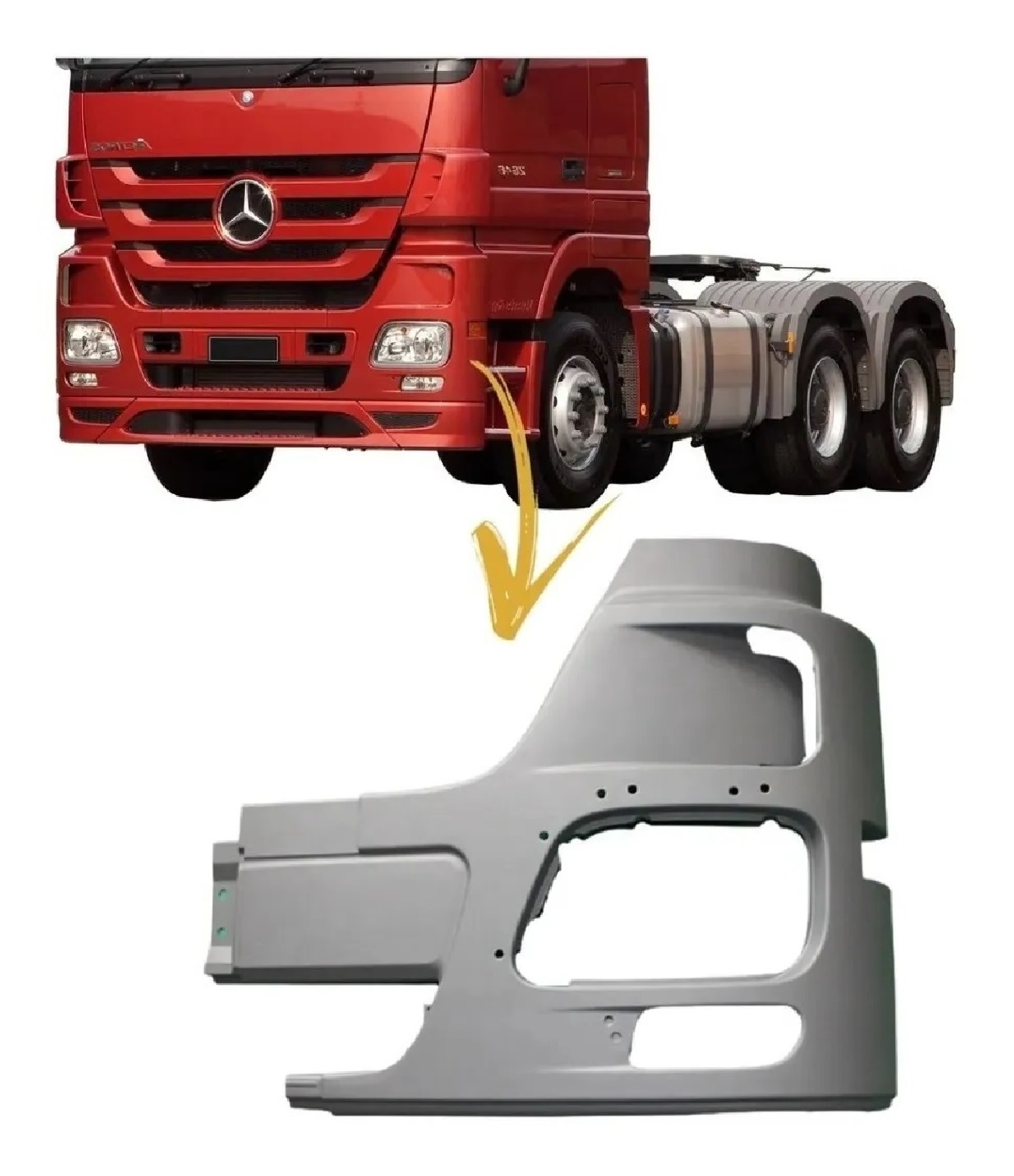 Ponteira Parachoque Caminhão Mercedes-Benz Actros Após 2010 Cabine Alta Lado Esquerdo - 9438804872
