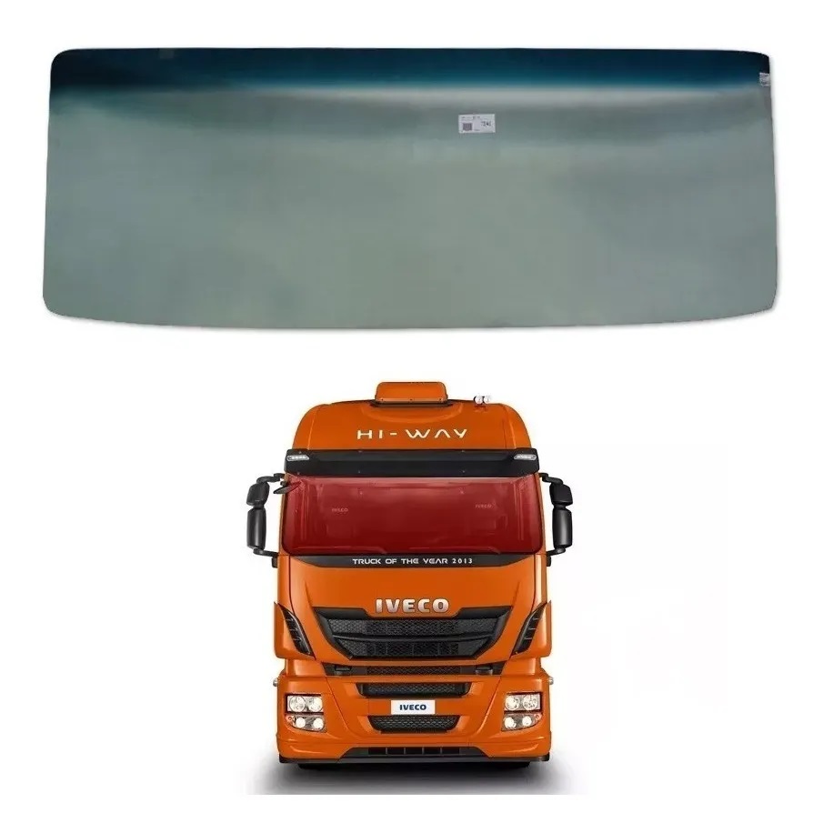 Parabrisa Caminhão Iveco Stralis Hi-Way - Verde Com Faixa Azul