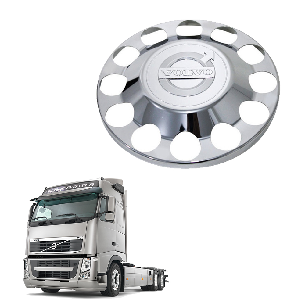 Aplique Cromado Tampa Cubo Truck Tração Caminhão Volvo FH NH