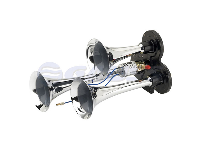 Buzina A Ar 3 Cornetas Cromada Com Valvula 12/24 - GB1092