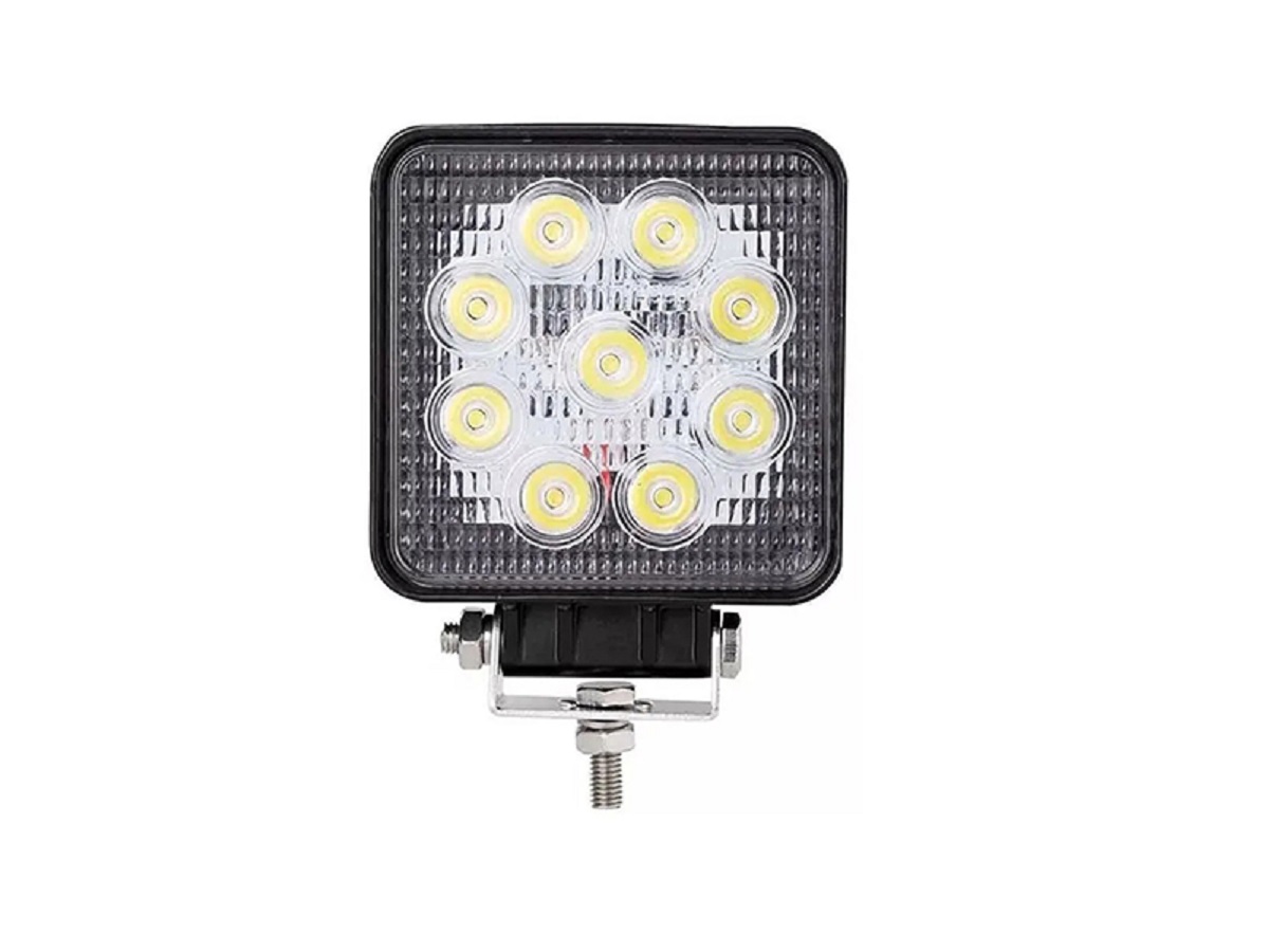 Farol Auxiliar Quadrado LED Branco (9 LEDs) 27W - Bi-Volt Farol Auxiliar Quadrado LED Branco (9 LEDs) 27W - Bi-Volt