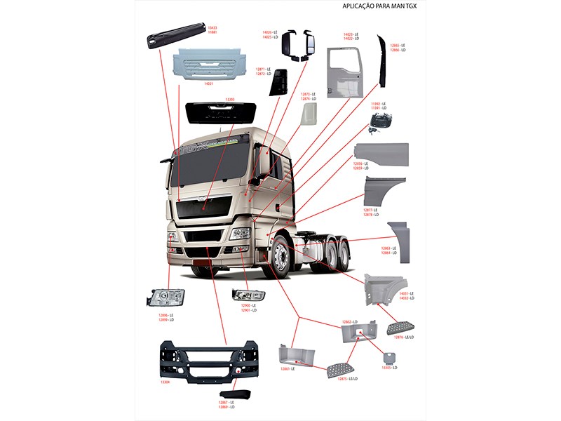 Defletor Cabine Lateral ExternoCaminhão Volkswagen/MAN TGX   Lado Esquerdo Defletor Cabine Lateral ExternoCaminhão Volkswagen/MAN TGX   Lado Esquerdo