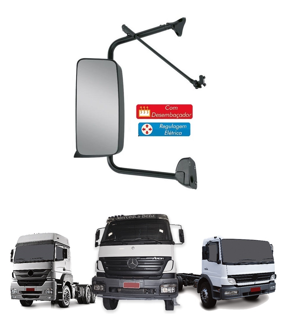 Retrovisor Caminhão Mercedes-Benz Axor Atego Eletrico Sem Auxiliar Lado Esquerdo