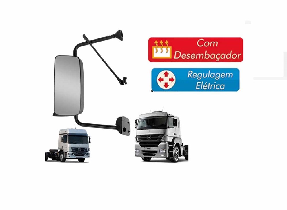 Retrovisor Caminhão Mercedes-Benz Axor Atego Eletrico Sem Auxiliar Lado Esquerdo Retrovisor Caminhão Mercedes-Benz Axor Atego Eletrico Sem Auxiliar Lado Esquerdo