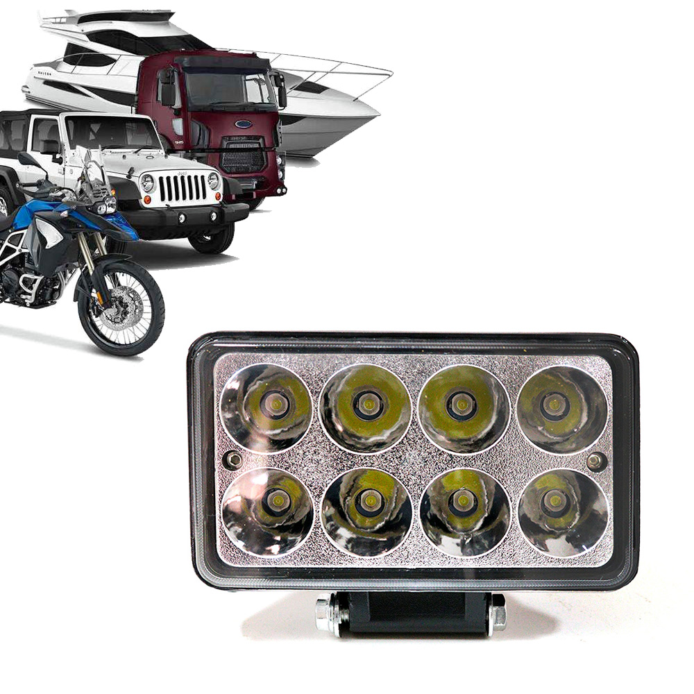 Farol Auxiliar Retangular LED Branco (8 Esquerdo Ds) - Bi-Volt Farol Auxiliar Retangular LED Branco (8 Esquerdo Ds) - Bi-Volt