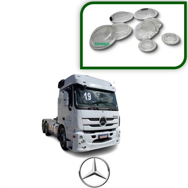 Kit Protetor Farol Principal + Auxiliar Mercedes-Benz Actros Mega Space após 2010 - Cristal