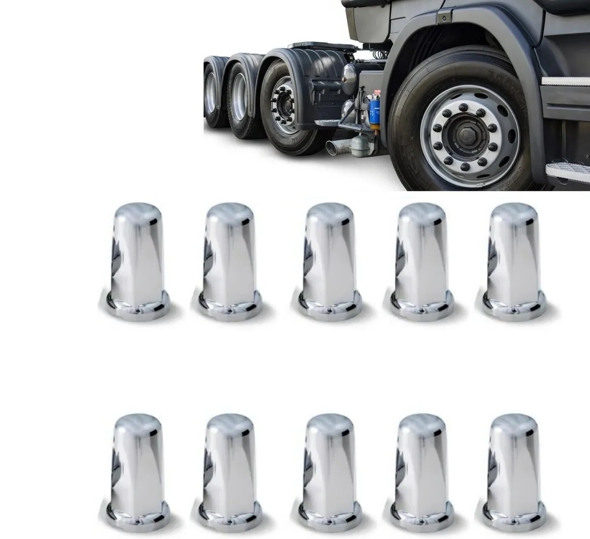 Kit 10 Capa Porca Cromada Mini Belga - 33mm