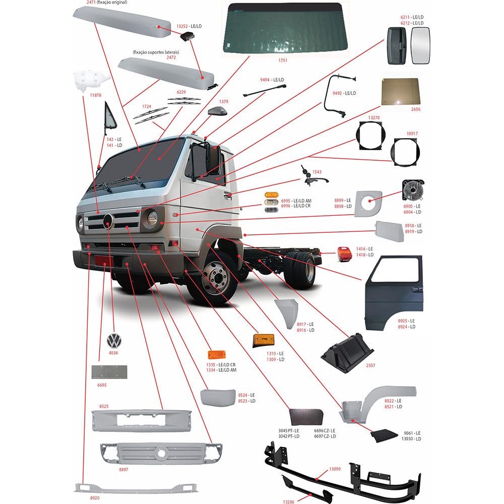 Lanterna Teto Caminhão Volkswagen Titan Work Todos Cristal- GF Lanterna Teto Caminhão Volkswagen Titan Work Todos Cristal- GF