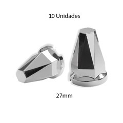 Kit 10 Capa Porca Cromada Diamante - 27mm