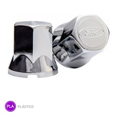 Kit 10 Capa Porca Cromada Com Logo Ford - 33mm