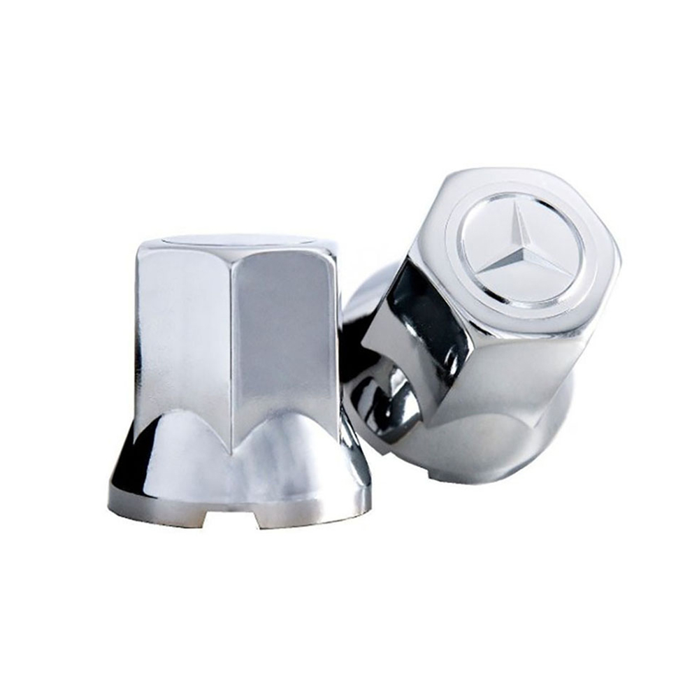 Kit 10 Capa Porca Cromada Com Logo Mercedes-Benz - 27mm Kit 10 Capa Porca Cromada Com Logo Mercedes-Benz - 27mm