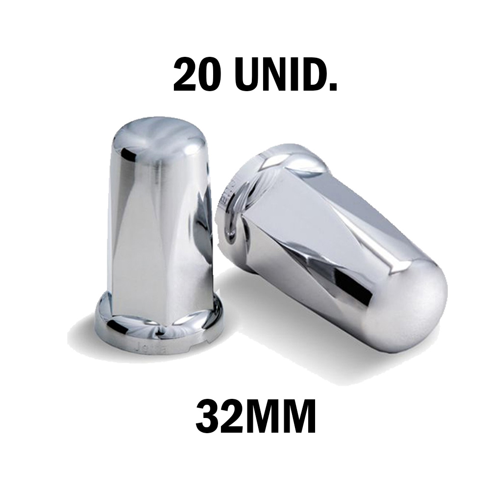Kit 10 Capa Porca Cromada Mini Belga - 32mm Kit 10 Capa Porca Cromada Mini Belga - 32mm
