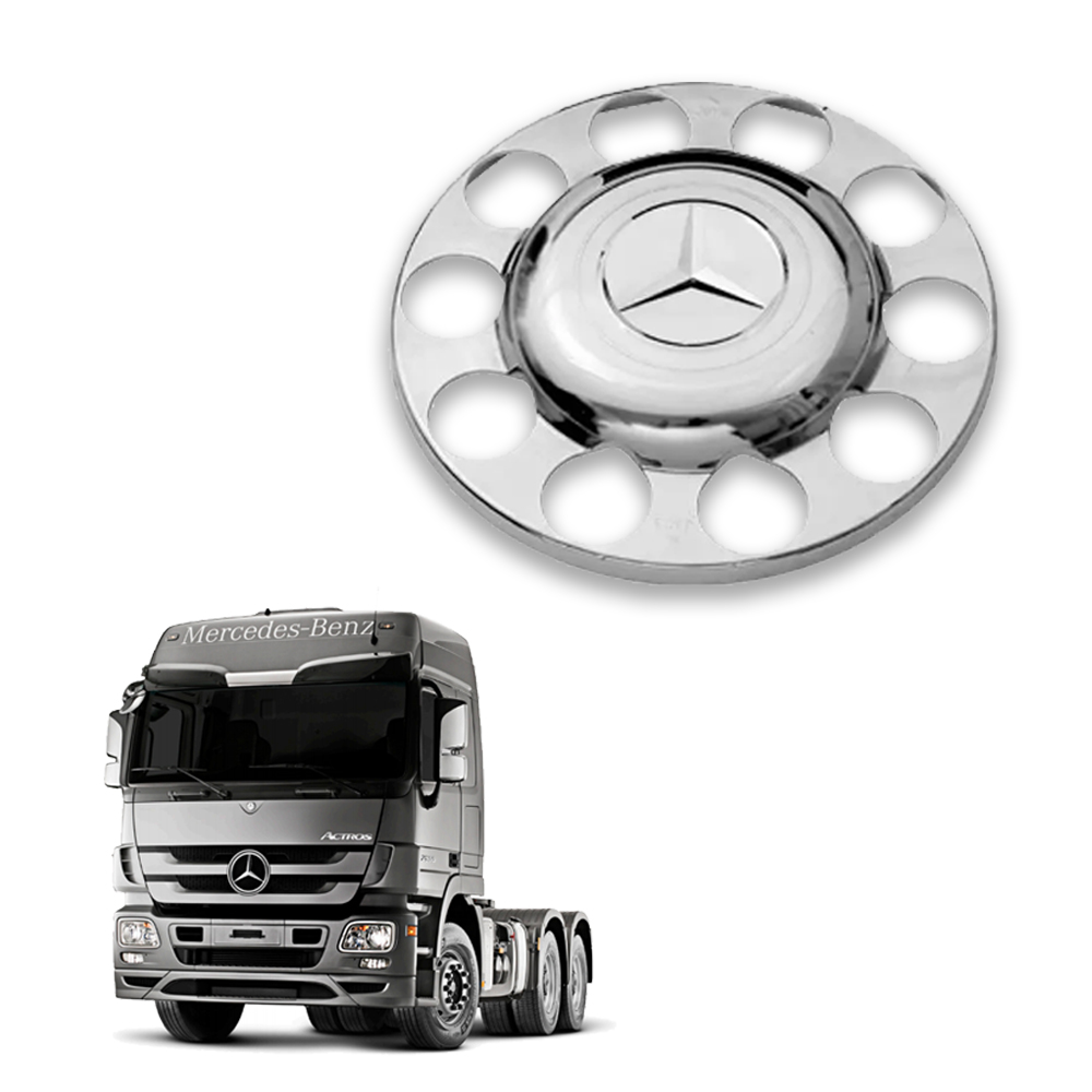 Aplique Cromado Tampa Cubo Tração Caminhão Mercedes-Benz Actros
