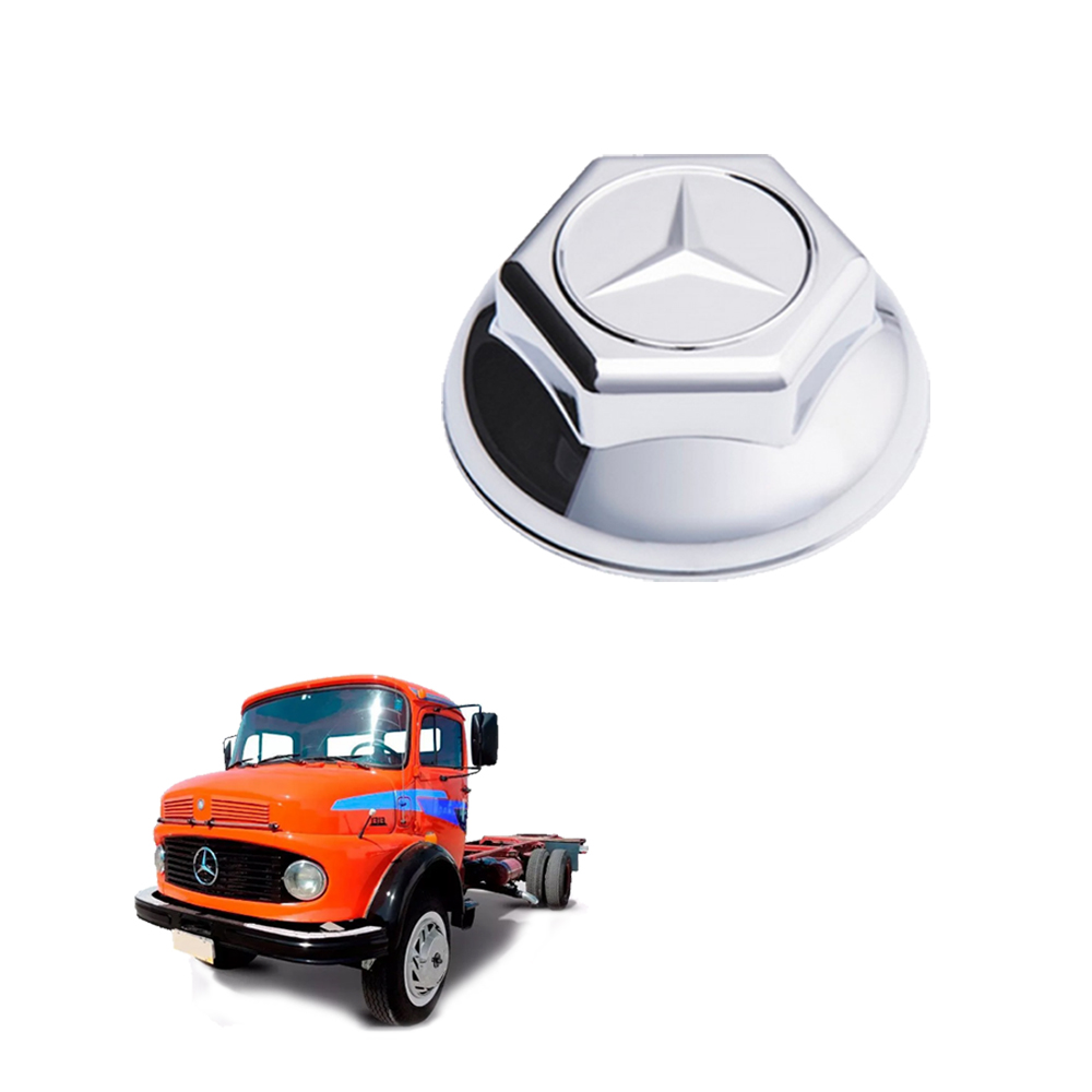 Aplique Cromado Tampa Cubo Cromado Dianteiro Caminhão Mercedes-Benz 1113 a 1933