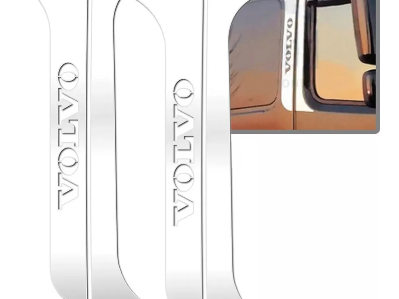 Par Acabamento Inox Coluna Porta Caminhão Volvo FH 2005 até 2015