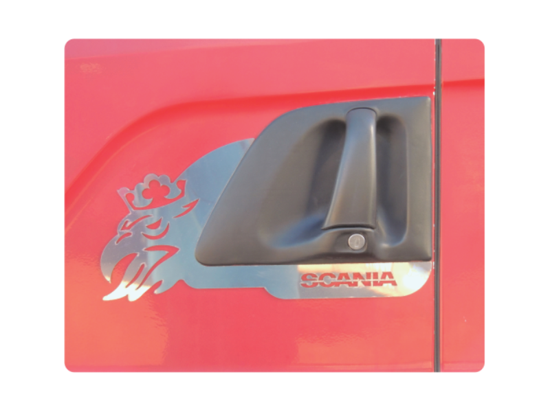 Par Acabamento Inox Moldura Maçaneta Caminhão Scania Série 4 e Série 5