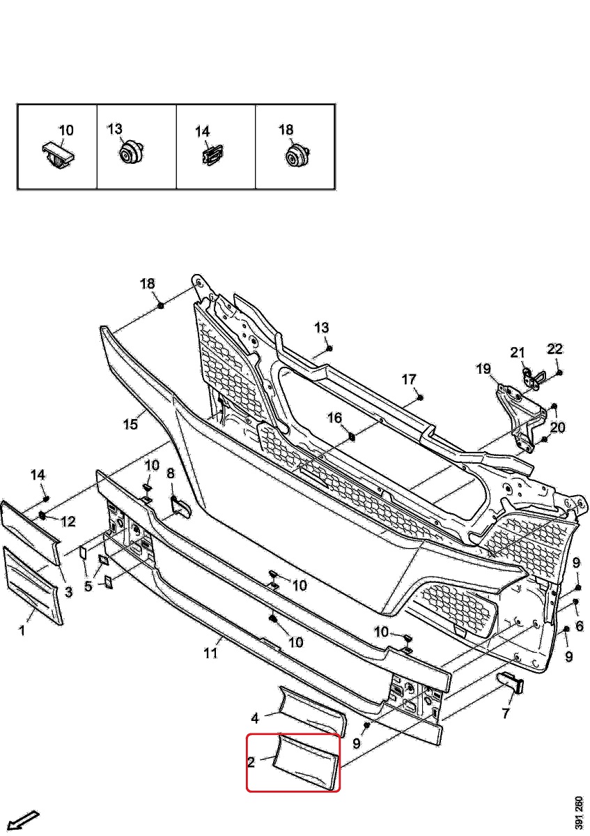 Tampa Grade Superior Caminhão Scania Série 7 Após 2019 (Vão Inferior) Lado Esquerdo - 2324348
