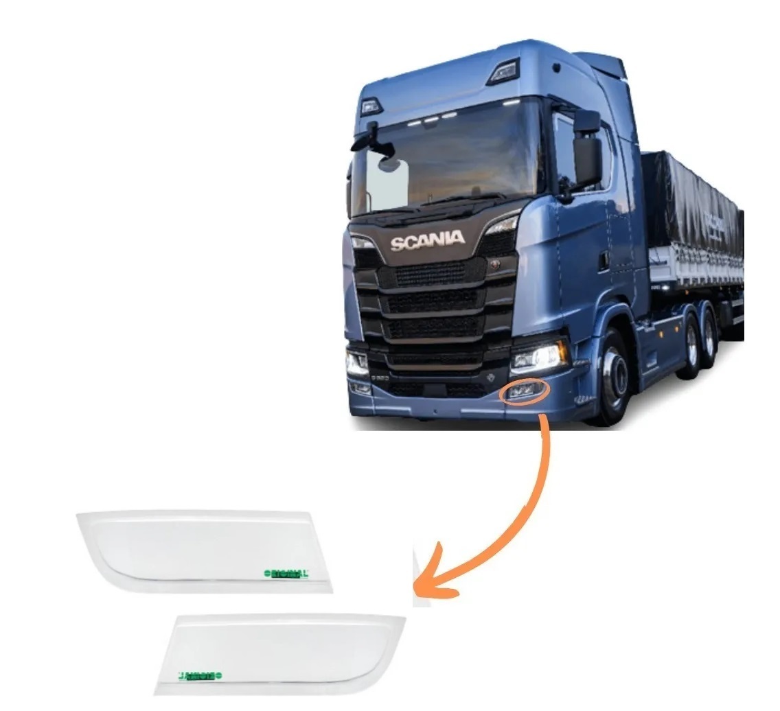Par Protetor Farol Milha Caminhão Scania Serie 7 - Cristal