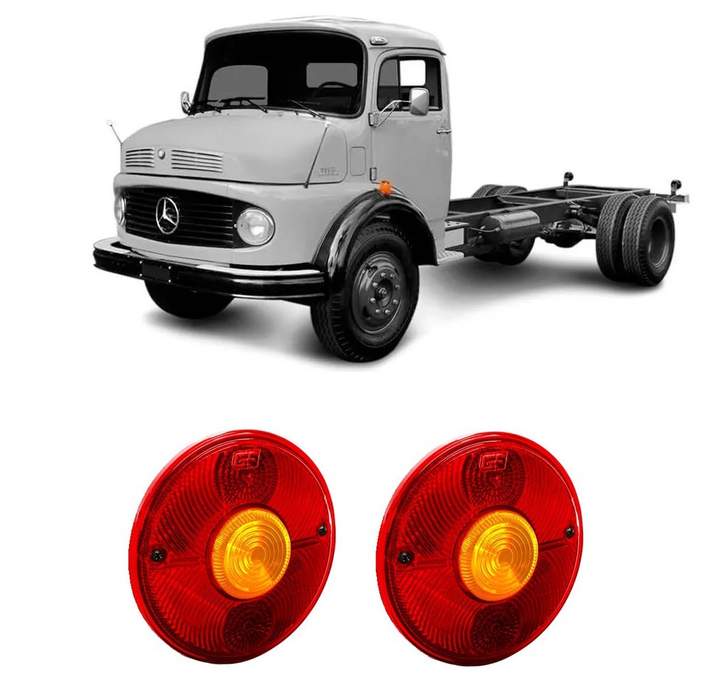 Par Lente Traseira Caminhão Mercedes-Benz 1113 Redonda (Ovo frito) - GF Lanternas