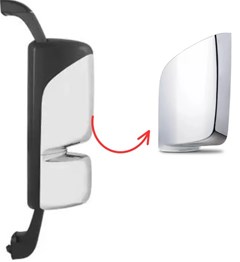 Capa Retrovisor Principal Caminhão Mercedes-Benz Actros Lado Esquerdo - Cromado- 9438111207