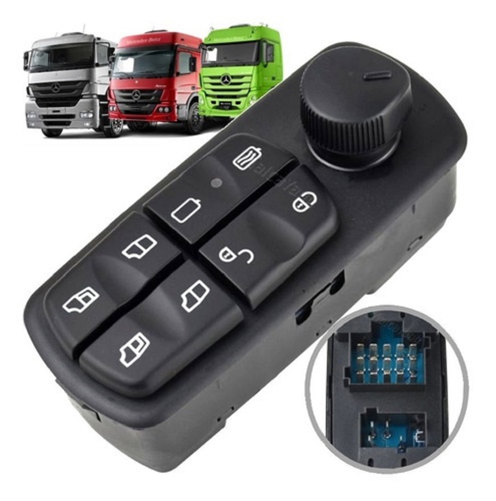 Botão Vidro Elétrico Caminhão Mercedes-Benz Axor, Atego, Accelo - Esquerdo (Completo) 0055452813