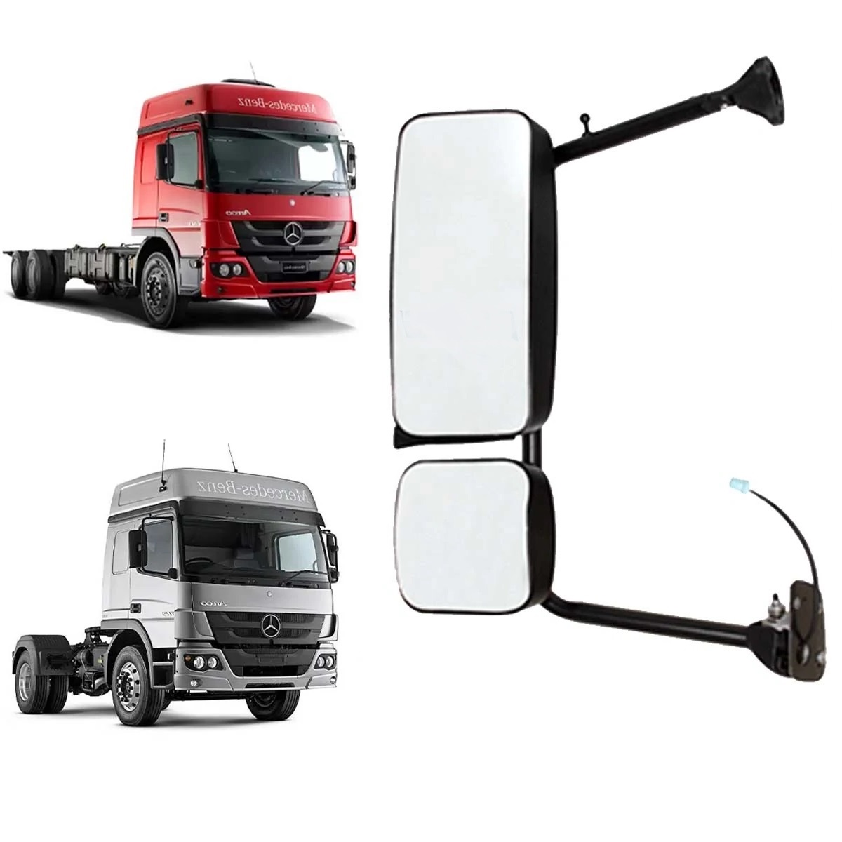 Retrovisor Caminhão Mercedes-Benz Axor, Atego - Com Auxiliar, Desembaçador, Regulagem Elétrica Lado Esquerdo - 9588102916