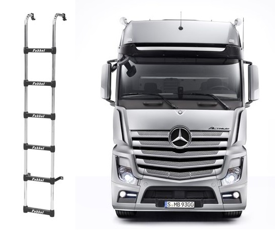 Escada Cabine Traseira Caminhão Mercedes-Benz Actros Após 2020 - Longa Cromada (1975mm)