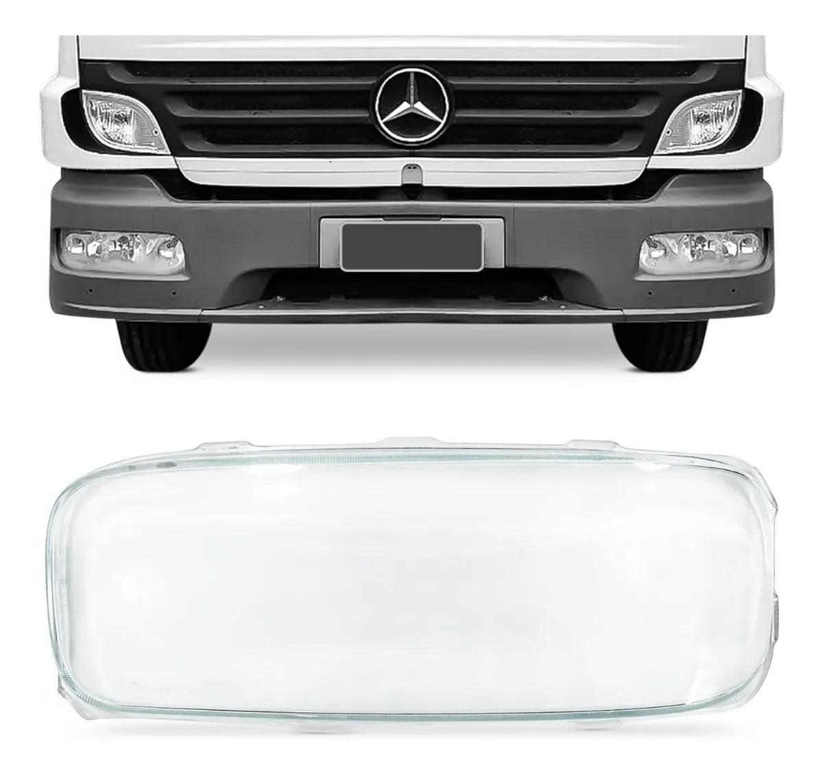 Vidro Farol Caminhão Mercedes-Benz Atego após 2010 (Liso) Lado Esquerdo - 8264410 Vidro Farol Caminhão Mercedes-Benz Atego após 2010 (Liso) Lado Esquerdo - 8264410