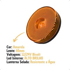 Lanterna Lateral Carreta Randon LED (65mm) Sem Suporte - Amarela - 210102016