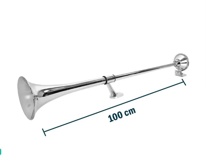 Buzina a Ar 1 Corneta Cromada Com Válvula 1 Metro 12V/24V