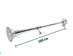 Buzina a Ar 1 Corneta Cromada Com Válvula 1 Metro 12V/24V