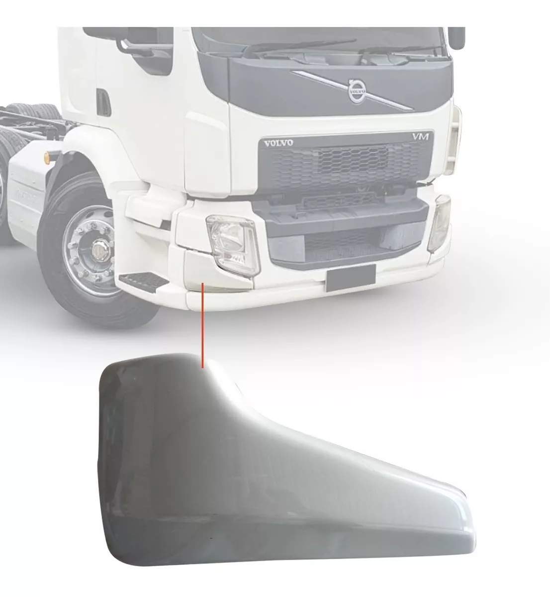 Acabamento Ponteira Parachoque Caminhão Volvo VM Após 2006 Lado Direito (Sem furo)