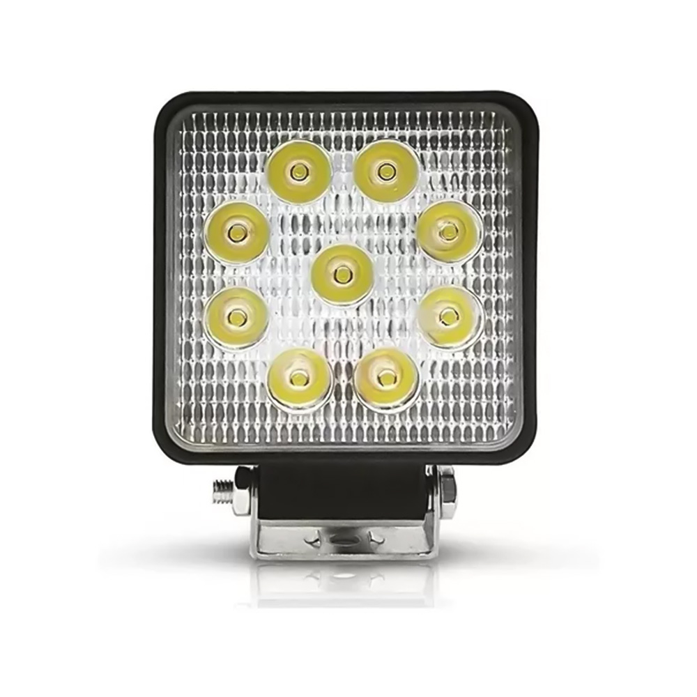 Farol Auxiliar Quadrado Grosso 12/24v 106mm 9 LEDs 27W 6000K