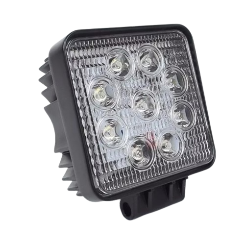 Farol Auxiliar Quadrado Grosso 12/24v 106mm 9 LEDs 27W 6000K Farol Auxiliar Quadrado Grosso 12/24v 106mm 9 LEDs 27W 6000K