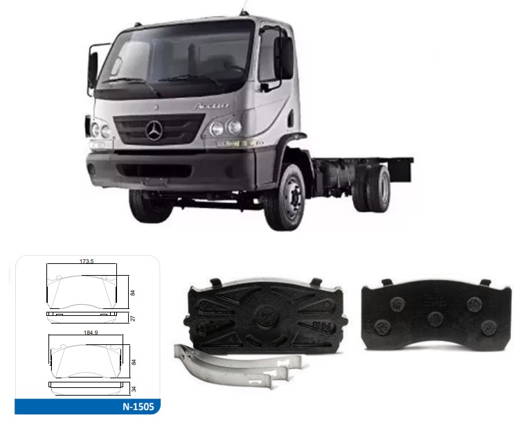 Pastilha Freio Caminhão Mercedes-Benz Accelo 915C, MAN TGL - 4 Peças