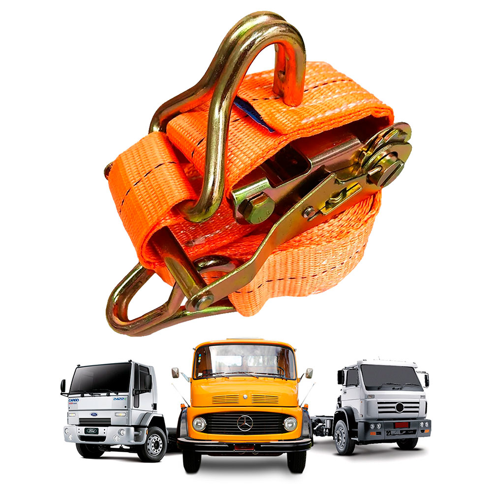 kit Cinta e catraca de amarração de cargas de 1,5 toneladas - 50mm - 9 Metros - Gancho ”J” kit Cinta e catraca de amarração de cargas de 1,5 toneladas - 50mm - 9 Metros - Gancho ”J”