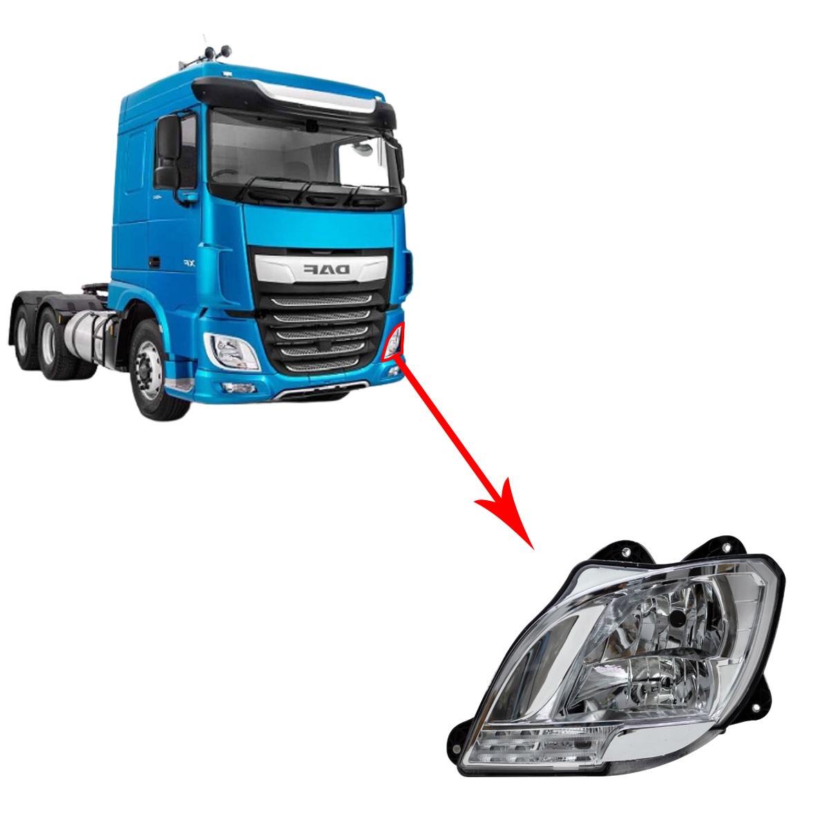 Farol Principal Caminhão DAF XF Após 2021 Lado Esquerdo - 1835874