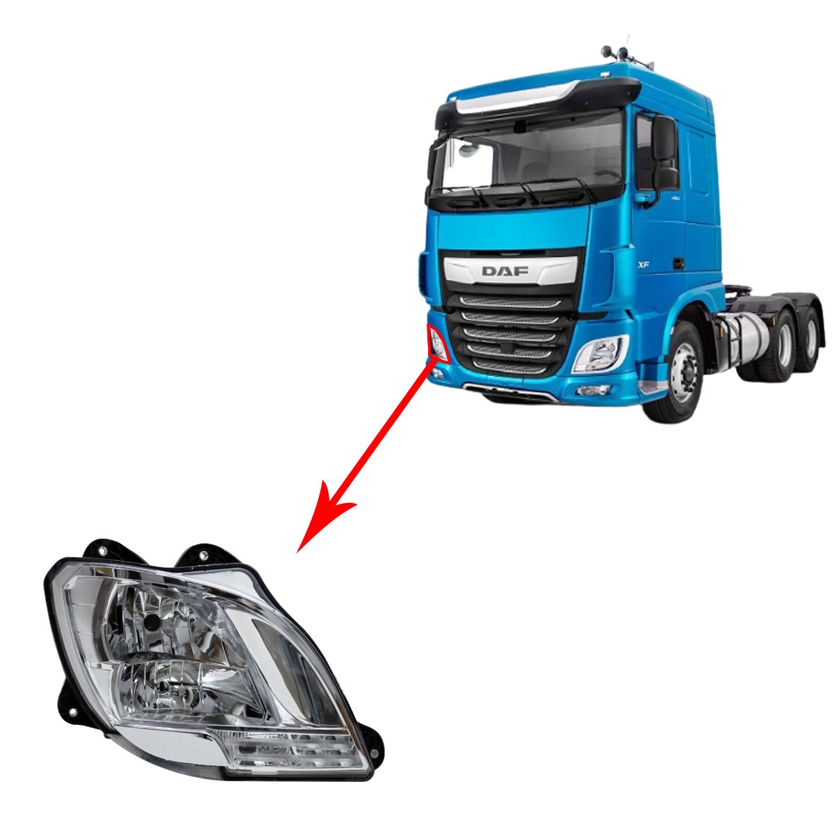 Farol Principal Caminhão DAF XF Após 2021 Lado Direito - 1835875