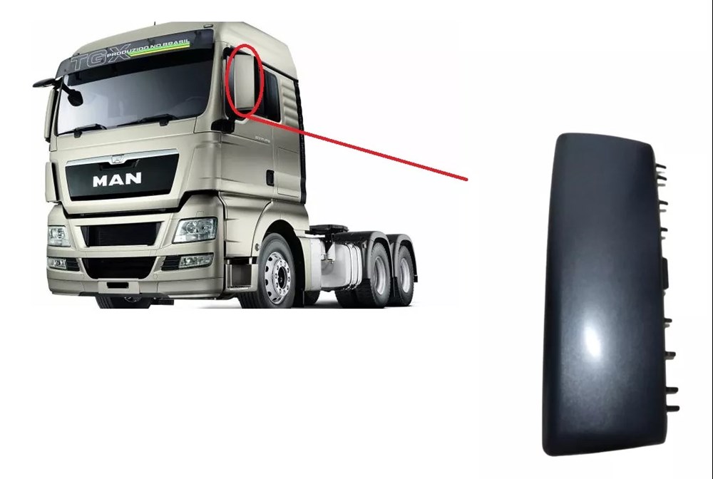 Capa Tampa Retrovisor Caminhão Volkswagen Meteor, MAN TGX Lado Esquerdo - 2V5857019 Capa Tampa Retrovisor Caminhão Volkswagen Meteor, MAN TGX Lado Esquerdo - 2V5857019