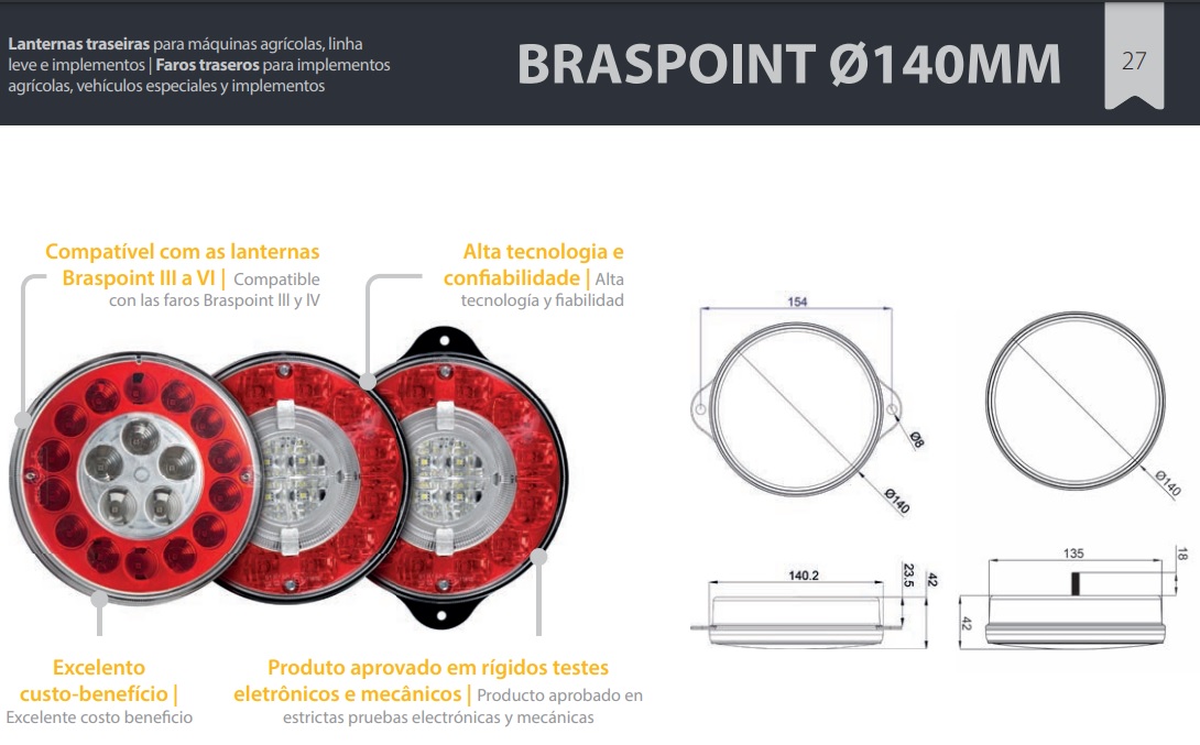Lanterna Avulsa Carreta Facchini após 2017 LED Cristal (Posição, Freio, Ré)